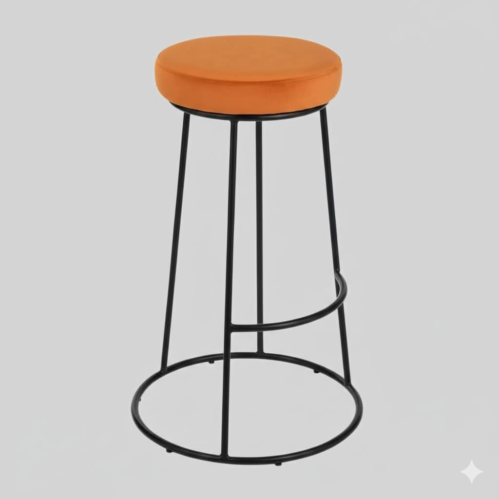 EDEUEQUE Bar Stools : Cafes, Counters 24.8 Inches, 2.4" Thick Upholstery Bar Chairs,with Soft Cushion seat Versatile Metal Frame for Home, Kitchen Office Modern Design Multi-Purpose Decor (Orange)
