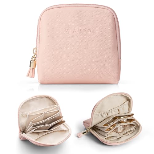 Vlando Small Travel Jewelry Organizer,Jewelry Pouch Bags,Velvet Jewelry Storage Bag for Bracelet Rings Earring,Portable Jewelry Travel Case for Travel