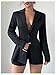 SweatyRocks Women's 2 Piece Outfits Long Sleeve Button Blazer and Fitted Shorts Business Suits Black Small