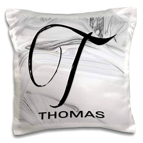 3dRose BrooklynMeme White Marble Monogram T-Thomas (pc-310111-1) Pillow Case