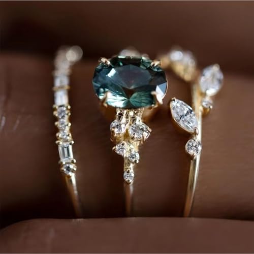 Otxas Gold Rings for Women Non Tarnish Stackable Cubic Zirconia Ring for Women Dainty Stackable Rings Set Wedding Bands Engagement Rings for Women Size 6 7 8 9 103