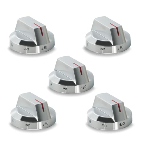 Nagaros Original-Spec Stove Knobs Replacements DG94-04167X Compatible with Samsung Gas Stove Range Oven NX60A6511SS NX60A6711SS NX60A6751SS Precision-Matched & Brushed-Finish (5-Pack)