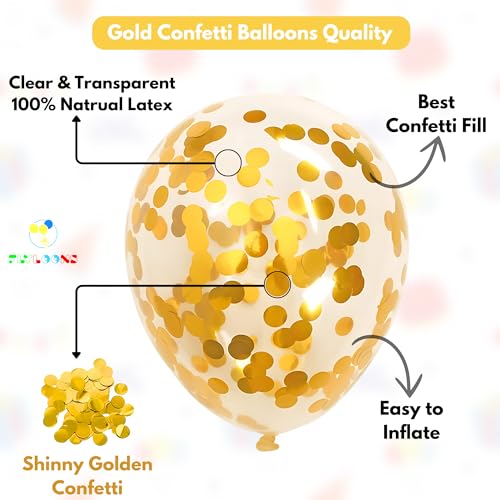 Image of Flyloons Red Happy Anniversary Banner with Confetti Balloons Decoration Kit for Men Women 8 Pcs Gold Colour Confetti Meatallic Balloons Reusable Happy Wedding Anniversary Banner