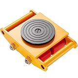 VEVOR 6-Ton Machinery Skate Dolly, 13,200 lb Capacity, Heavy-Duty Carbon Steel Mover with 4 PU Wheels, 360° Swivel & Non-Slip Pad for Warehouse, Workshop, Factory