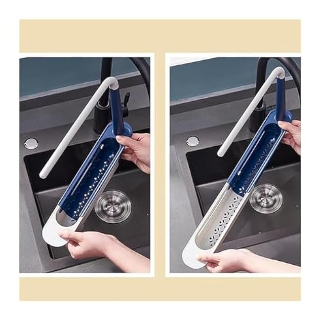 Adjustable Telescopic Sink Storage Rack, Sink nizer for Kitchen with Sponge Holder, Drying Rack Applicable to Most Stainless Steel Sinks(Black)