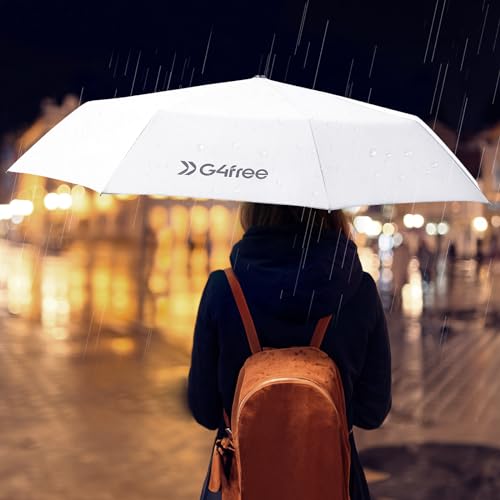 G4Free 46 Inch Reflective Travel Umbrella for Rain Large Windproof Auto Open Close Folding Compact Umbrellas, Strong Fiberglass Frame for Men Women (Plain) — view 2
