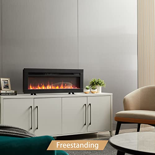 Arthur 36" W 3 in 1 Electric Fireplace (EF456), Freestanding, Wall Mounted, Recessed, 9 Colors Flame Effect, TV Media Wall, Heater 750W/1500W, Remote Control