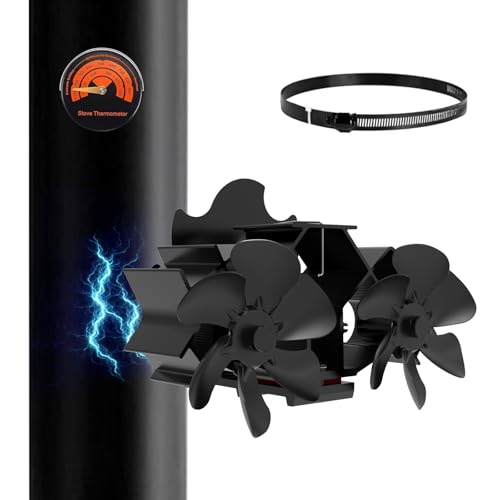 MERTTURM Ofenventilator Magnetisch mit Doppelmotoren 12 Flügel, Wärmebetriebener Rohr Kaminventilator mit Größerem Luftstrom, Leise...