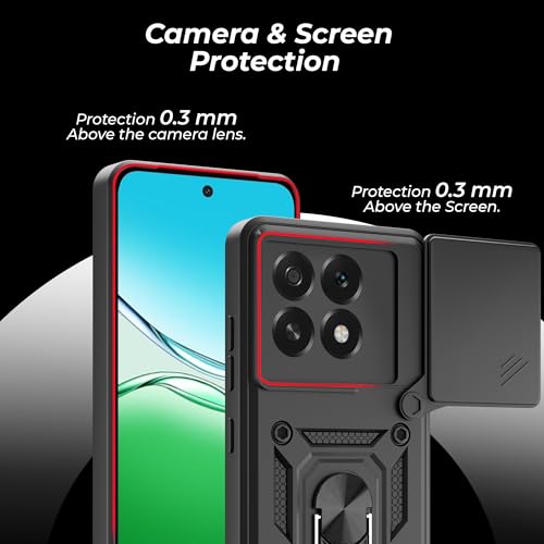 Image of A rtistque Armor Bumper Back Case Cover for Motorola Moto Edge 60 Pro 5G | Stylish Ring Holder & Inbuilt Stand | Sliding Camera Cover | TPU Protective Design | Moto Edge 60 Pro Back Cover - Black