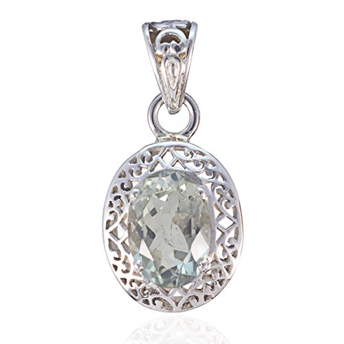 Pendentif en améthyste verte argent 925 style ovale chic