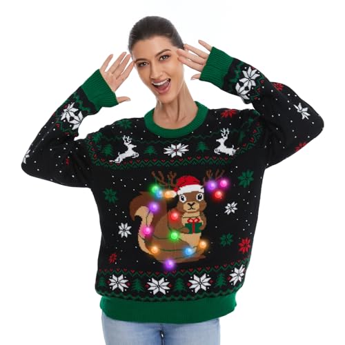 Light-Up Squirrel Black Nordic Knit