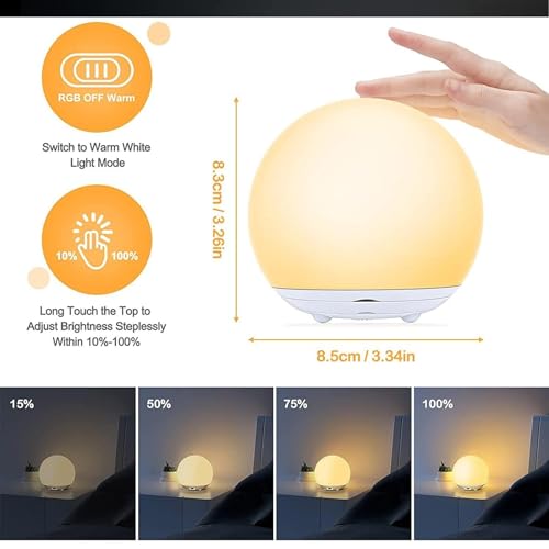 Flip Night Light Baby, Flip Over Night Light for Baby, Egg Light for Nursery, Portable Dimmable Touch Control Night Light, 7 Colors Changing, USB Rechargeable Lamp with Warm Light ( Color : 1pcs ) - Image 6