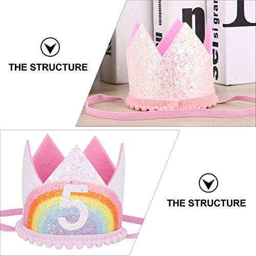 PartyKindom Schattige Baby Verjaardag Hoed Verjaardag Regenboog Kroon Haarband Party Foto Prop Party Decoraties voor… - Image 8