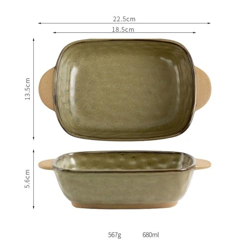 Plato rectangular de cerámica de fácil limpieza con asas para evitar quemaduras 3