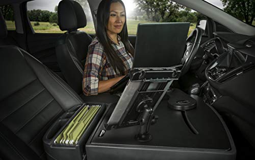 Image of AutoExec Reach Car Desk for Your Vehicle Workstation and Mobile Office, Front Seat, Black with Tablet Mount