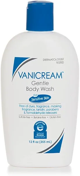 Vanicream Gentle Body Wash, 12 Fl Oz, Formulated without Common Irritants for Sensitive Skin, Gentle Cleanse and Moisture, Removes Dirt & Oils, Non-Drying, pH-Balanced Shower Gel