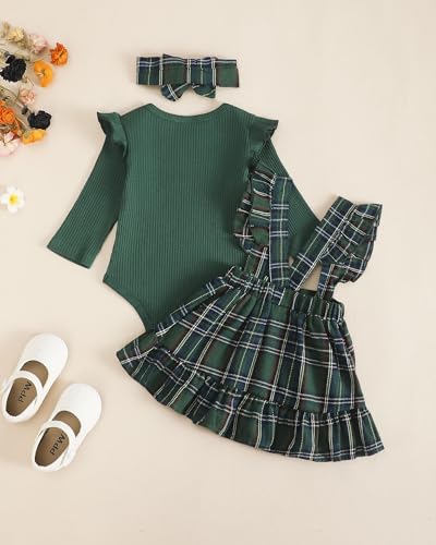 Image of Newborn Baby Girl Clothes Toddler Long Sleeve Ruffle Romper Top Infant Skirt Set Little Girl Overall Dress