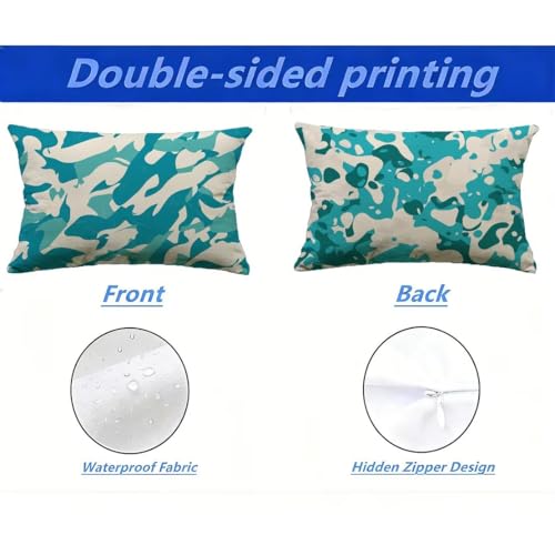 Housse de coussin de jardin 40x80 turquoise lavable et résistante pour extérieur - 3