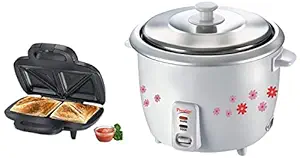 Prestige Sandwich Maker PSMFD 01 + Prestige PRWO 1.8-2 700-Watts Delight Electric Rice Cooker with 2 Aluminium Cooking Pans