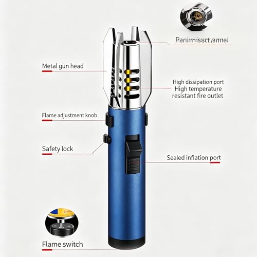Encendedor antorcha grande a prueba de viento azul miniatura 3