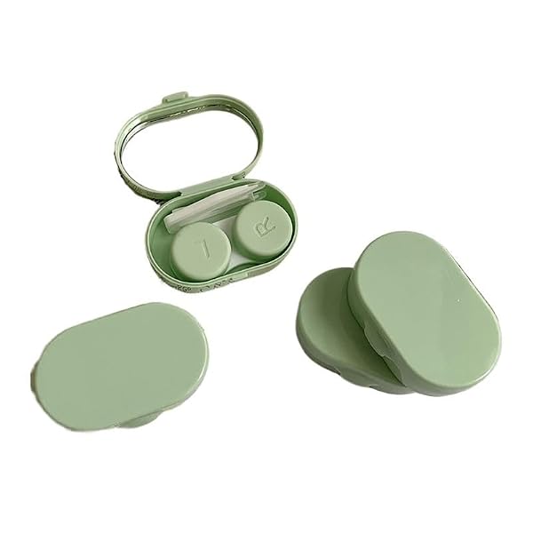 Etui podróżne na soczewki kontaktowe, Zestaw etui na soczewki kontaktowe, przenośny z lusterkiem, wielokolorowy(Green)