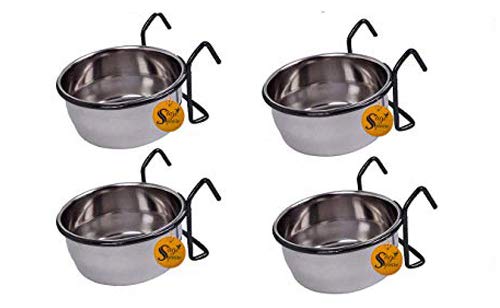 Sage Square Rustproof Stainless Steel Cage Food, Seed, Water Feeder Cum Bowl with Holder clamp for Birds (250ml) (Set of 4) (B08CZGR54H) Amazon Price History, Amazon Price Tracker