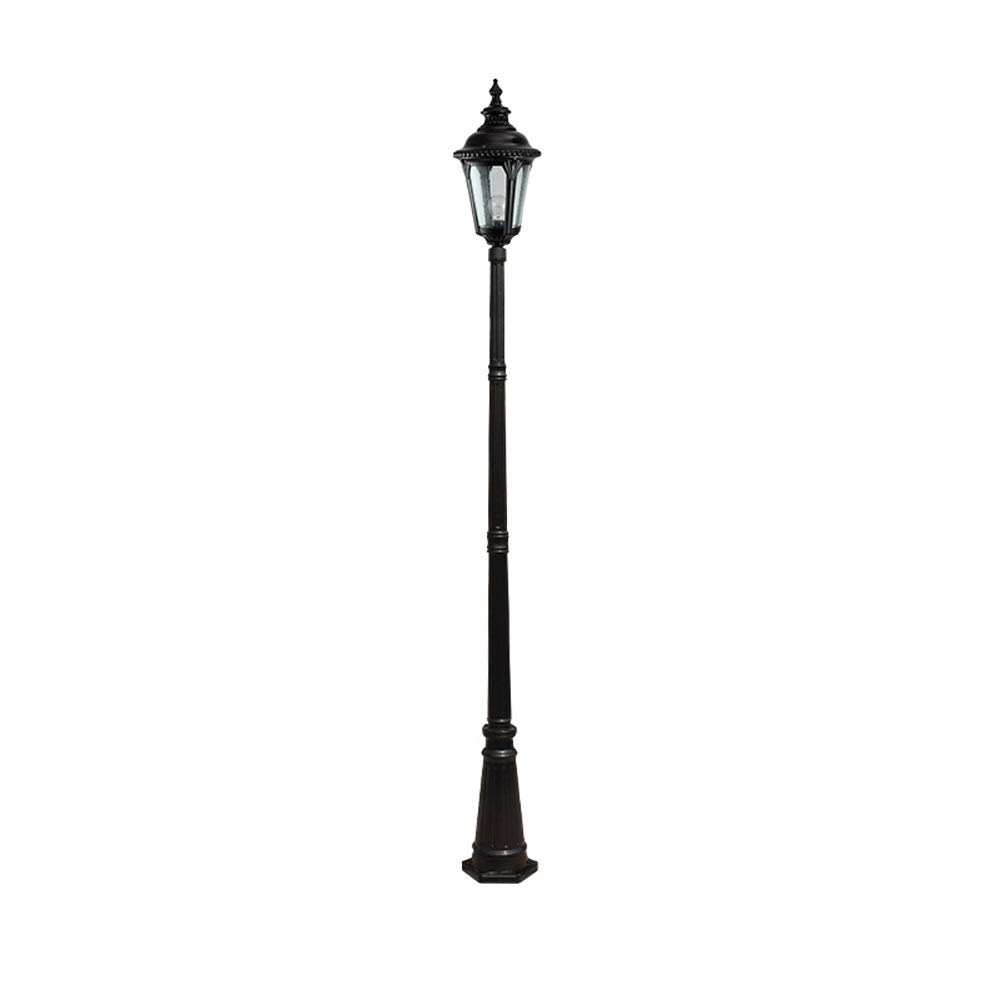 Lampada a palo nero per esterni, lanterna in alluminio impermeabile retrò per giardino, prato, sentiero e parco, lampada per esterni in vetro ad alto palo