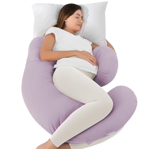 Image of QUEEN ROSE Pregnancy Pillows, Cooling Body Pillow for Pregnancy Sleeping, F Shaped Maternity Pillow for Pregnant Women, Back & Belly Support, Pregnancy Must Haves, Purple