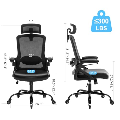 Ergonomic Office Chair with Adjustable Lumbar Support and Blade Wheels