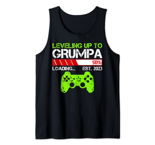 Hombre Leveling Up To Grumpa Est 2023 - Funny New Grandpa Gamer Camiseta sin Mangas