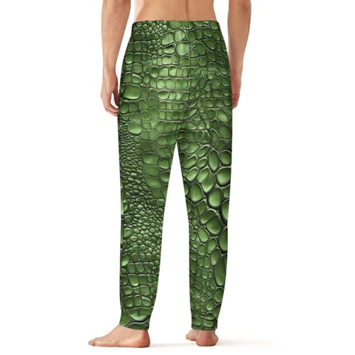 Green Alligator Skin Pattern Men's Pajama Bottoms Sleep Lounge Soft Comfy Pants Sleepwear3