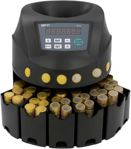 Compteuse Monnaie Automatique - Trieuse Monnaie par Dénomination - 200 Pièces/Minute - Capacité 300-500 - Compatible EUR & USD - Écran LED - Connexion RS232 PC/Imprimante