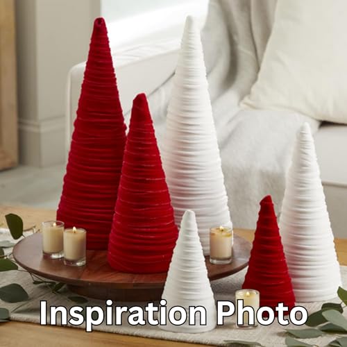 Image of Set of 3 Cranberry Velvet Cones Modern Christmas Tree (Cranberry)