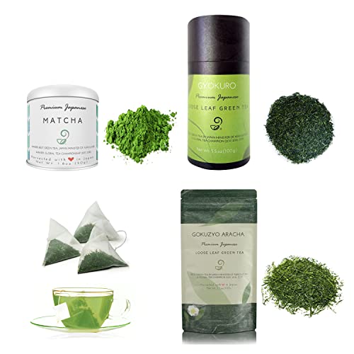 Set de té verde japonés mix con matcha y gyokuro miniatura 1