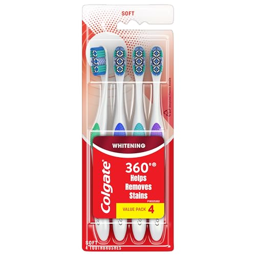 Image of Colgate 360 Optic White Toothbrush Pack, Full Head Soft, 4 Count
