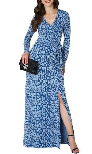 Image of KOH KOH Womens Long Sleeve V-Neck High Slit Cocktail Evening Gown Maxi Dress