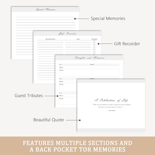 Image of Funeral Guest Book - Celebration of Life Guest Book with Rollerball Pen for Memorial Service - Funeral Memory Sign in Books for Over 300+ Guests - Funeral Decorations with In Loving Memory Table Sign