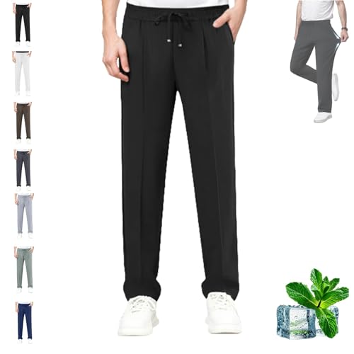 Nonmaze Airflexion Pants, Pull On Ice Silk Comfort Everyday Pants Slim Fit Straight Leg Trousers Lightweight Breathable Loose