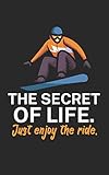 The secret of life Just enjoy the ride: Notebook for snowboarders on the slopes. 120 pages with page numbers. For notes or planning the snowboard trip.