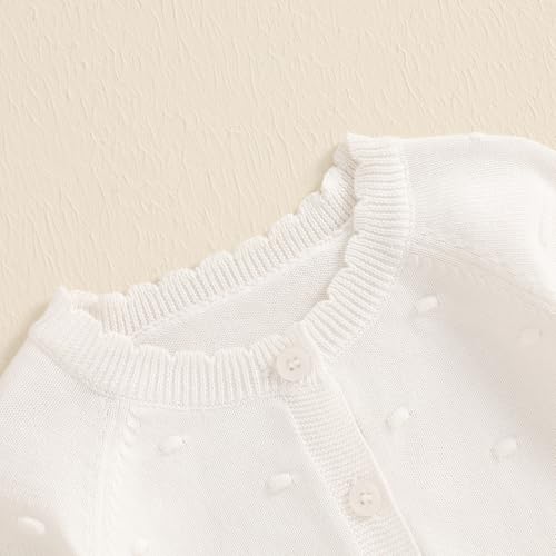 Kids Little Girls Button Front Crop Sweater Cardigan Solid Color Crew Neck Long Sleeve Knit Spring Fall Tops4