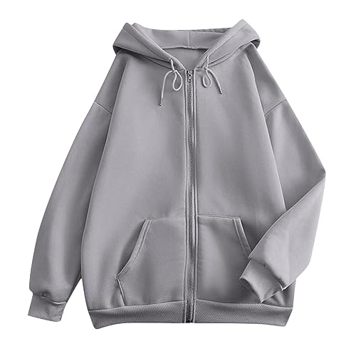 Zip Up Hoodie Women Casual Oversized Sweatshirts - Fall Fashion Fleece Lined Jacket - Thick Warm Coat Winter Clothing