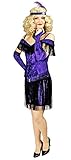 lila, samtähnliches Material Charleston Kostüm Colette Fransenkleid Gr. 40 42 - Tolles 20er / 30 er Jahre Kostüm für Mottoparty oder Karneval