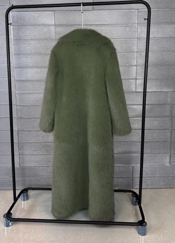 Fluffy Faux Fur Long Overcoat,Warm Outwear Parka Long Coat with