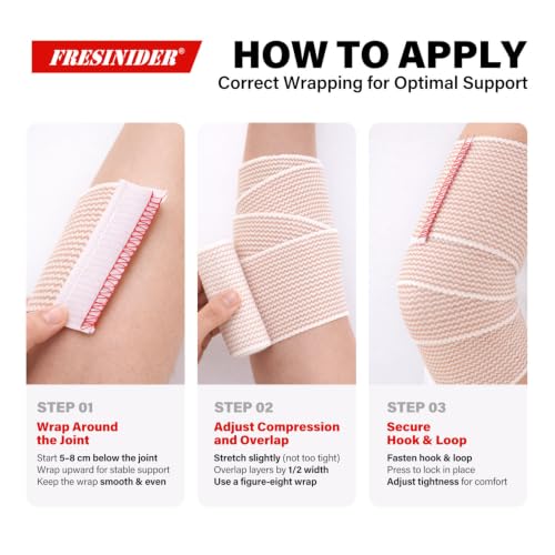 Image of FRESINIDER Premium Elastic Bandage Wrap 4 Inch, 8 Pack, Hook and Loop