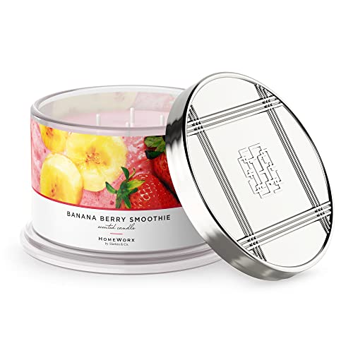 Premium Scented 4-Wick Candle, Banana Berry Smoothie, Homeworx By Slatkin & Co - 18 Oz Jar Candle, 30-55 Hours Burn Time - Banana Creme, Raspberry Swirl, Fresh Strawberry & Vanilla Sugar #TOP3
