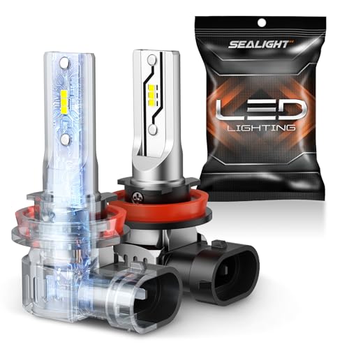 SEALIGHT H16 H11 H8 LED Fog Lights, 10000 LM 6500 K Cool White H8 Fog lamp Lights or Daytime Running Lamp, Pack of 2