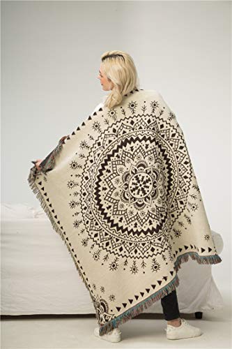 Peel Forest Couverture de plage mandala en coton doux pour camping, pique-nique, randonnée, fête, yoga, voyage Cover