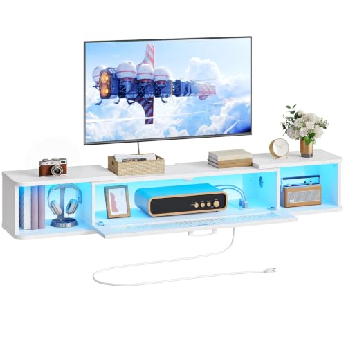 HOOBRO Floating TV Stand with LED Light