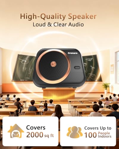 Image of GRENARO Voice Amplifier for Teachers with Bluetooth 5.3, 14Hrs Battery, 10W Speaker, Wired Mic for Classroom Teaching Aid, Training, Tour Guides & Yoga