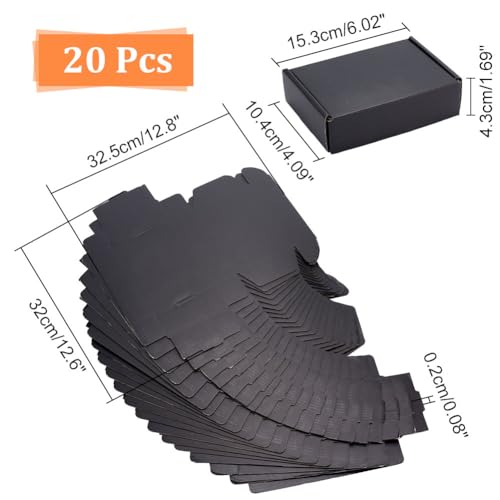 PH PandaHall 20 Pack Cardboard Postal Boxes Black Gift Boxes Small Shipping Box Kraft Boxes Corrugated Cardboard Postal Boxes for Packing Small Business Wedding Party Favor - Image 2
